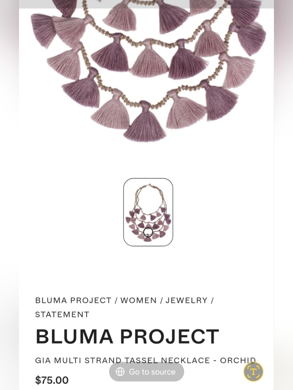 Bluma Project Multi-Strand Dusty Pink Tassel Necklace NWT - Picture 4 of 5